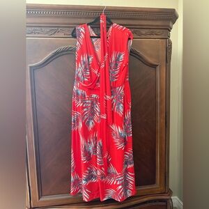 G by Guiliana Red Tropical Print Jumpsuit